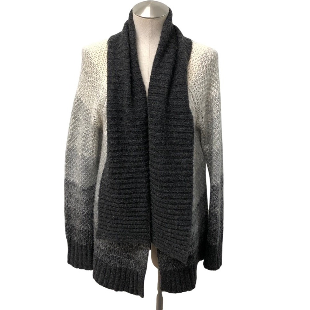 Banana Republic Cardigan Womens Large Grey Ombre Merino Alpaca Open Front